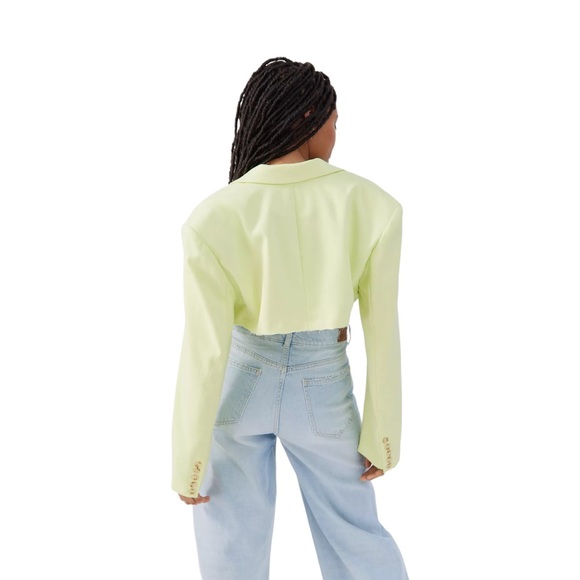 UO Daisy Cropped Blazer Lime Size L - Picture 2 of 4